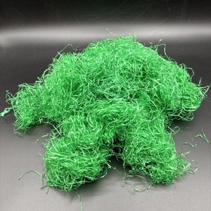 Vintage Shred Waxed Wax Paper Bright Spring Green Easter Grass Putz Village 1 oz