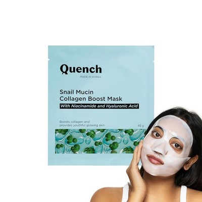 Quench Snail Mucin Korean Collagen Boost Mask with Niacinamide (45g, 1 Piece)