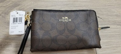 Coach Signature PVC Double Corner Zip Wristlet F64131 Imaa8 for