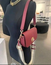 NWT MARC JACOBS 4F3HSH016H02 Pomegranate Leather Turnlock Crossbody Bag 2 Straps
