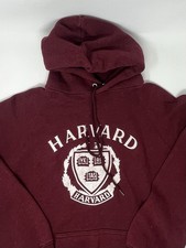 Vintage 1980s Harvard University Champion Maroon Hoodie Sweatshirt Fits M 