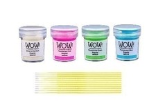 Wow Embossing Powders Bundle - Glow-in-The-Dark, Fluorescent Pink, Fluorescent