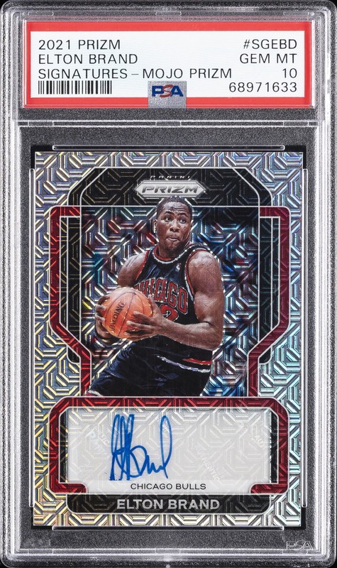 2021 PANINI PRIZM SIGNATURES MOJO PRIZM #SGEBD ELTON BRAND 14/25 PSA 10 AUTO