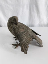 Vtg 1950's Asian Metal Pigeon Rustic Patina Bird Garden Decor Statue
