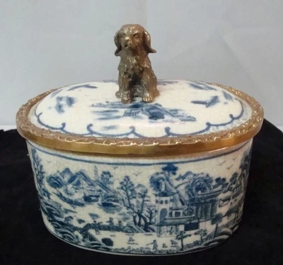 Boite Bijoux Figurine Chien Animalier Style Art Deco Style Art Nouveau Porcelain - Photo 1/4