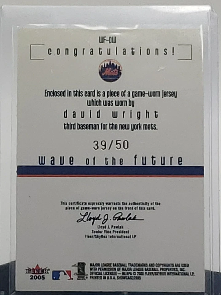 Fleer Showcase Wave of the Future 2005 David Wright 3 colores juego parche usado/50 Foto 3 de 4