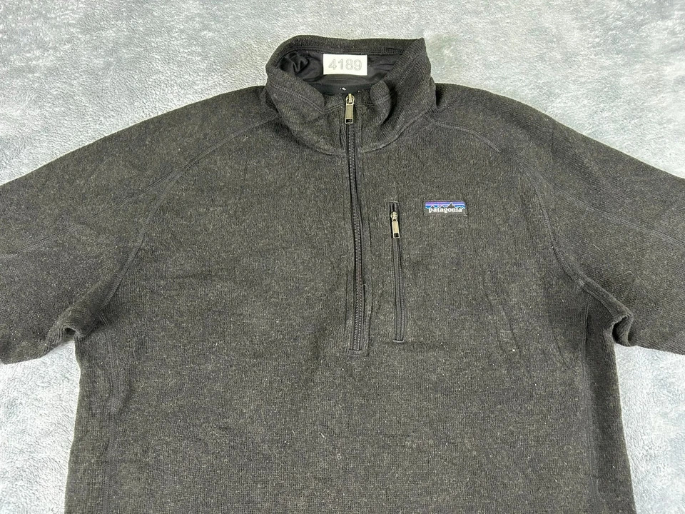 PATAGONIA ЛУЧШЕ СВИТЕР МУЖСКАЯ КУРТКА БОЛЬШОЙ ЧЕРНЫЙ НАСМЕШЛИВЫЙ ШЕИ 1/4 МОЛНИИ ПУЛОВЕР ЛОГОТИП - Изображение 2 из 4