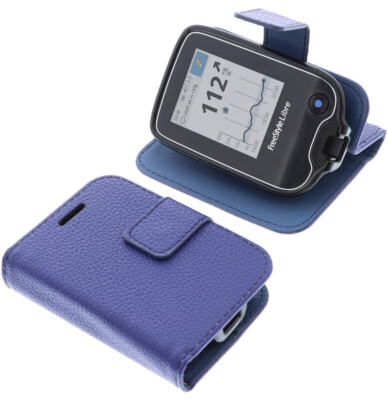 Tasche für Abbott Freestyle Libre 2 Book-Style Schutz Hülle Case Buch Blau