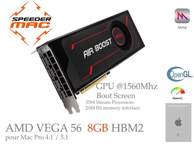  AMD RADEON VEGA 56 MSI Bootscreen 8GB RAM HBM2 Mac Pro Mojave/Monterey/Sonoma