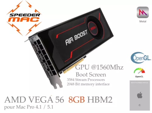  PROMO AMD VEGA 56 MSI Bootscreen 8GB Ram HBM2 Mac Pro  Mojave/Monterey/Sequoia