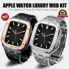 RM Mod Steel Case  Metal Band Strap For Apple Watch 9 8 7 6 5 SE SE3 44mm 45mm