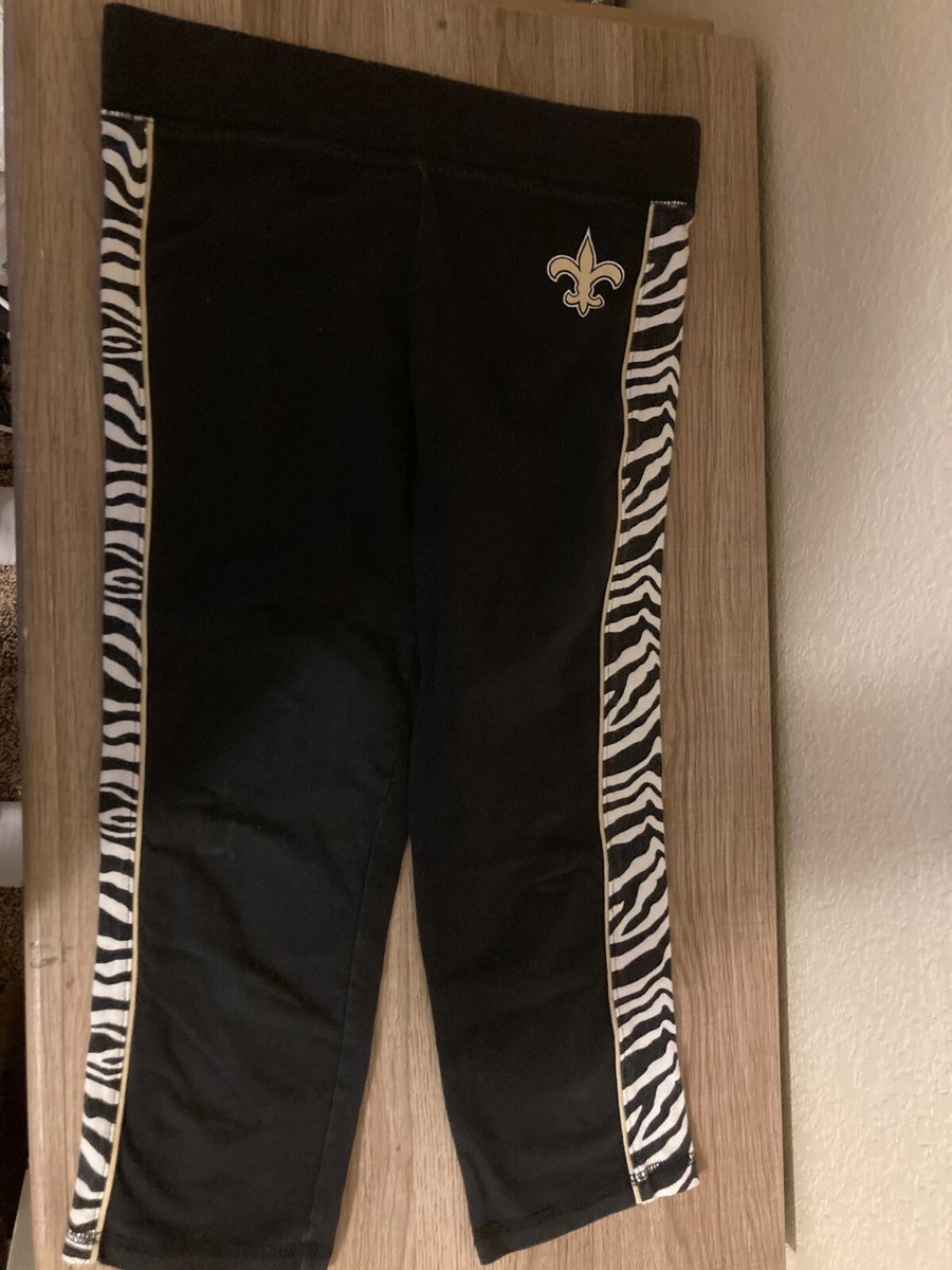 New Orleans Saints Black Yoga Pants Leggings Girls 12/14 Zebra