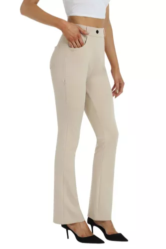 Women Bussiness Slacks Pant Soft Comfy Elastic Casual Stretch Bootcut Trousers - Picture 3 of 66