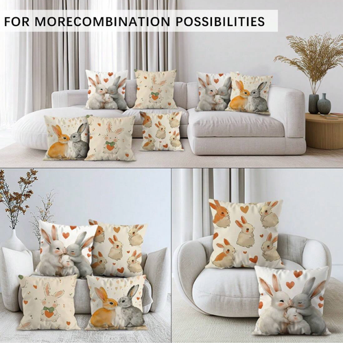 Cute Rabbit Throw Pillow Cover, Versatile Pieces, Spring/Summer/Fall/Easter, 18" - Picture 6 of 6