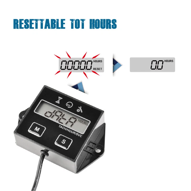 Digital Hour Meter Tachometer Maintenance Reminder User Shutdown For Lawn Mower - Image 3 of 4