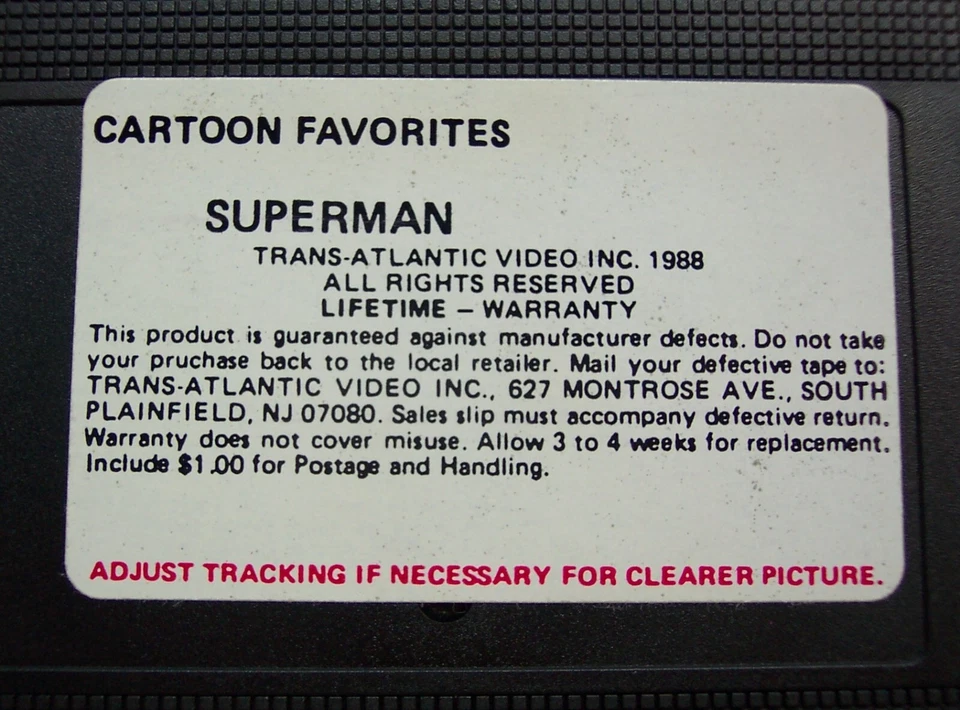 Vintage 1988 Cartoon Favorites SUPERMAN VHS VIDEO Animated - Image 3 of 3