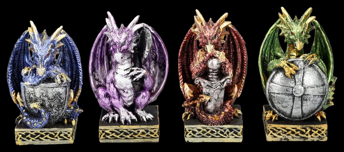 Dragon Figures Set - The Four Guardians - Gothic Fantasy Dragon Decor