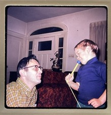 Ragazzo Con Microfono Finto Fisher Price Xilofono Mallet 1969 Ektachrome Slide