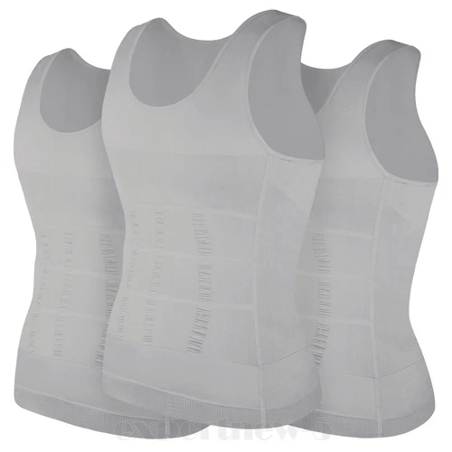 Herren 3er-Pack Schlank Body Shaper Haltung Korrektur Weste Bauch Kompression Tops USA - Bild 36 von 56