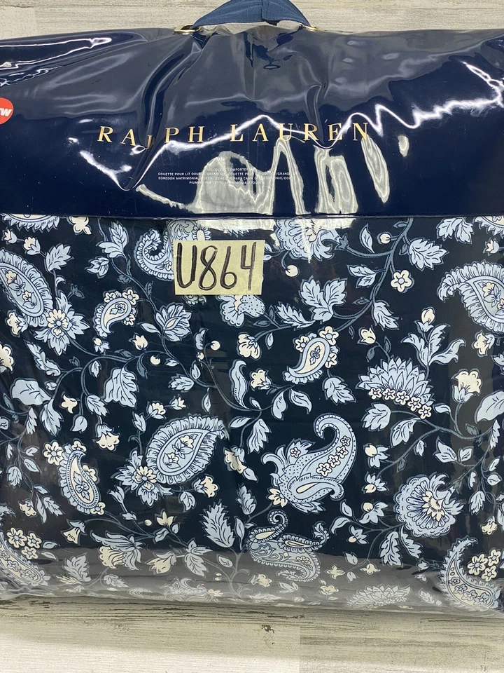 Ralph Lauren Delphine Paisley Queen Comforter Navy Blue White New - Image 3 of 4