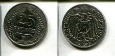 DEUTSCHES REICH 1910 D - 25 Pfennig in Nickel, vz