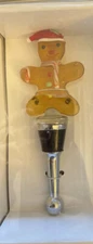 Gingerbread Man in Santa Hat Christmas  Holiday Bottle Topper Stopper New