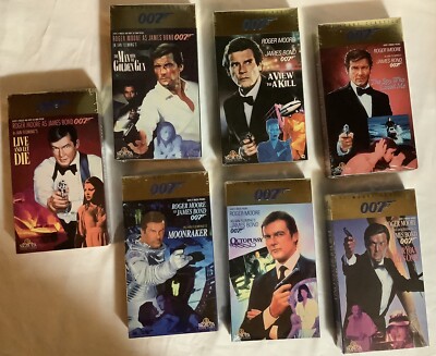 Roger Moore James Bond 007 VHS Movies Lot Of 7 New And Sealed 
