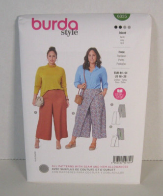Burda Style 6035 Easy Semi-Fitted Pants Misses' 18-28 Pattern Uncut