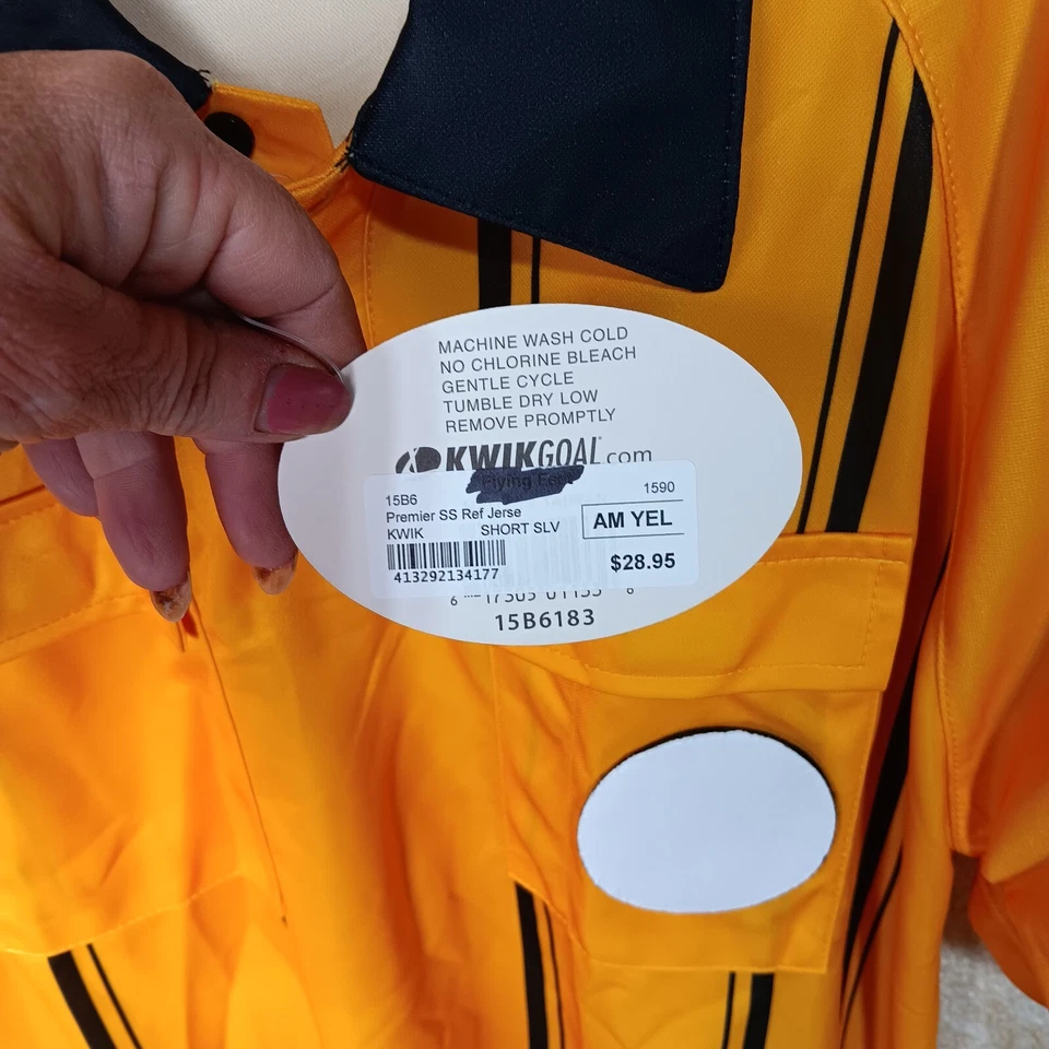 Kwik Goal Official Soccer Referee Jersey Mens Size Medium - Gold/Yellow NWT - Image 3 of 4