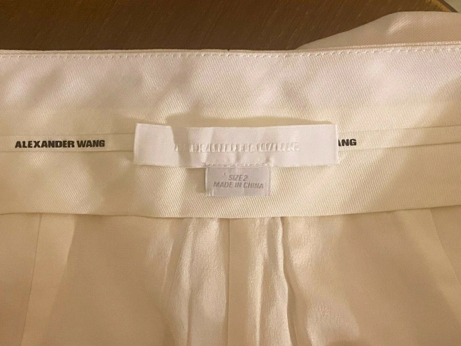 ALEXANDER WANG Cream White Wool Woven Silky Paneling Tapered Mid Rise Pant 2 26