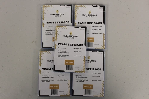 (500) Humongous Hoard Resealable Team Set Bags Holds Top Loaders -5 Packs of 100
