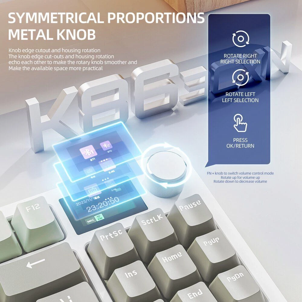 Wireless Mechanical Keyboard with Bluetooth and 2.4GHz Connectivity, LED Multicolor Backlit Display for Gaming and Productivity