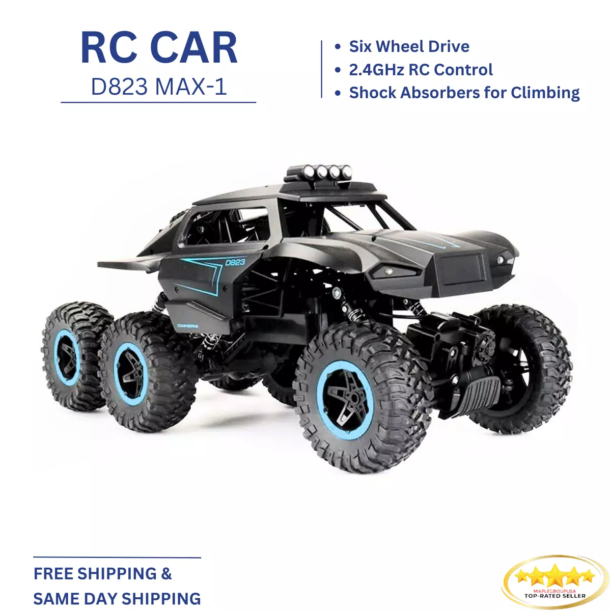 Toy Time Remote Control Monster Truck- 1:16 Scale, 2.4 GHz RC Off