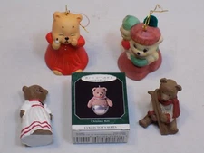 Caring Critters Bell Teddy Bear Jasco Hallmark Sleepy Ski Ornament Christmas Lot