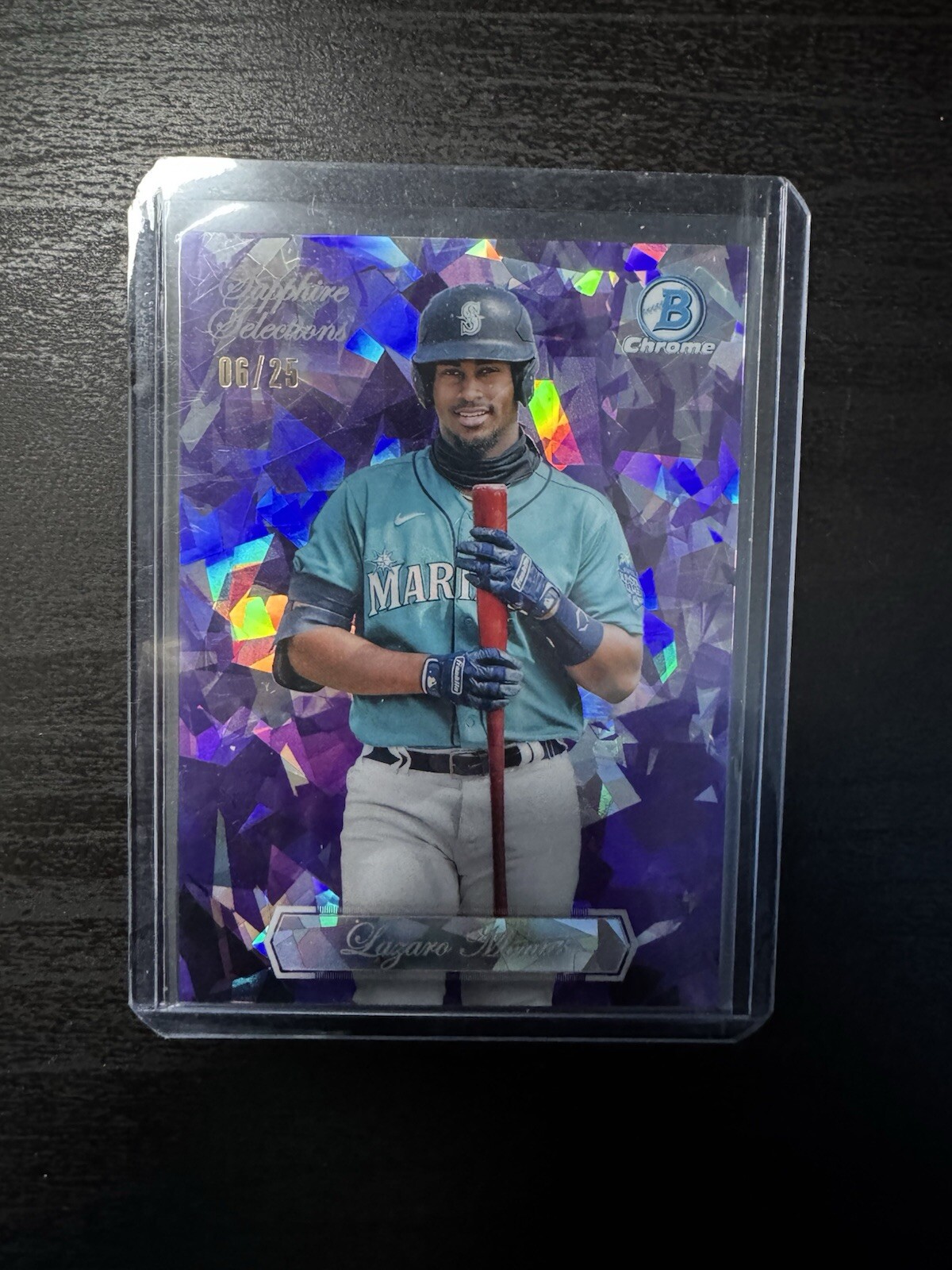 Lazaro Montes 2023 Bowman Chrome Sapphire Selections Mariners /25 Purple SSP