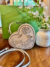 Kate Spade Love Shack Perforated Heart Crossbody Butterfly Purse Meringue Floral