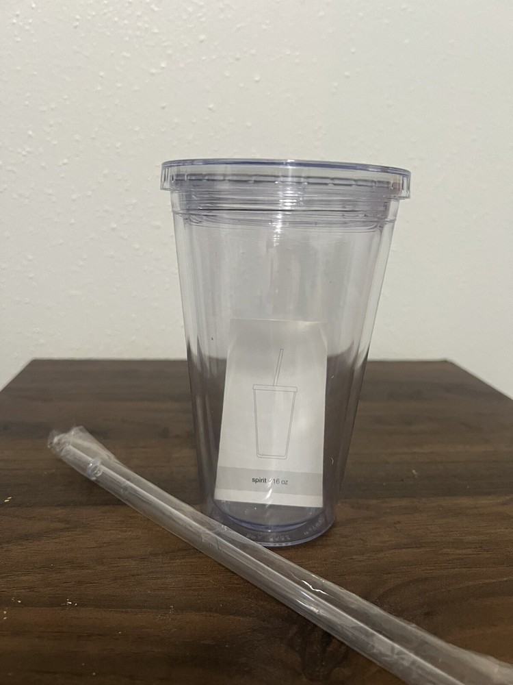 16oz Clear Tumbler Cup with Lid and Straw