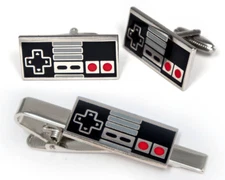 Nintendo Cufflinks, NES Tie Clip, Retro Super SNES Jewerly Cuff Links, Mens Gift