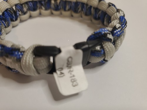 Survival Bracelet Cord Blue Gray 8" Long Snap Closure - Picture 4 of 5