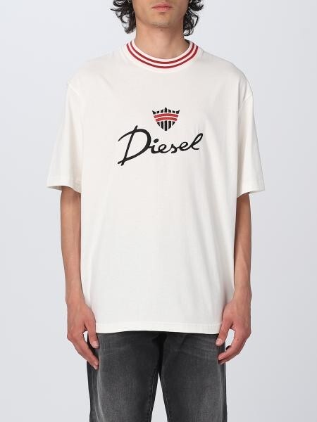 Diesel L87249 Mens Off White Cotton Logo T-Wash T-Shirt Size S | eBay