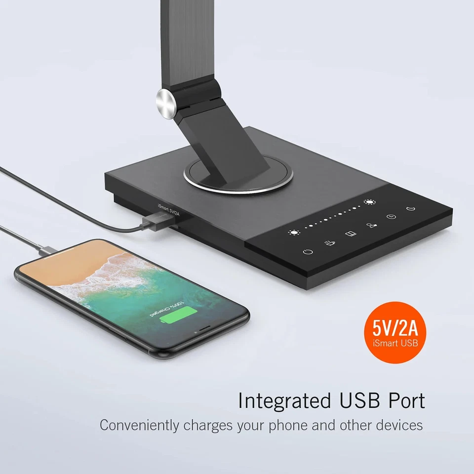 TT-DL16 (grau) Schreibtischlampe  6 Helligkeitsstufen und 5 Farbtemperaturen USB - Bild 4 von 4