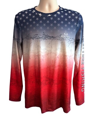 T-shirt Manches Longues Homme Realtree – Rouge Blanc Bleu – Taille S (34-36)