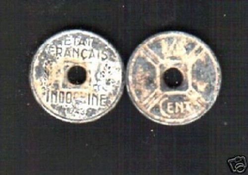 French Indochina Vietnam ¼ CENT KM-25 1943 x 1 Pcs Used VND Currency COIN