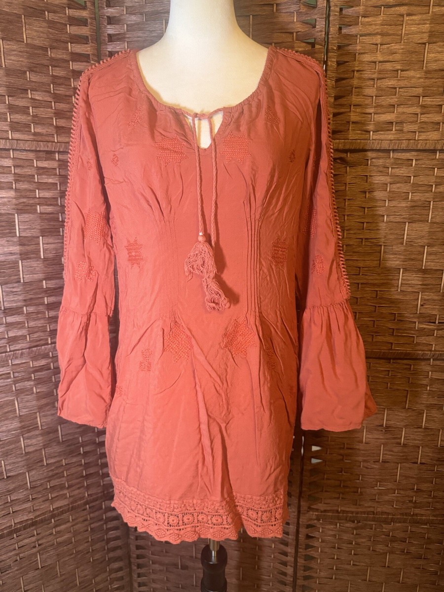 Monoreno dress Boho Large Orange Long sleeve Embroidered Design | eBay Monoreno dress Boho Large Orange Long sleeve Embroidered Design | eBay