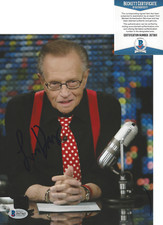 CNN NEWS LEGEND POLITICAL HOST LARRY KING SIGNED 8X10 PHOTO 1 BECKETT COA BAS
