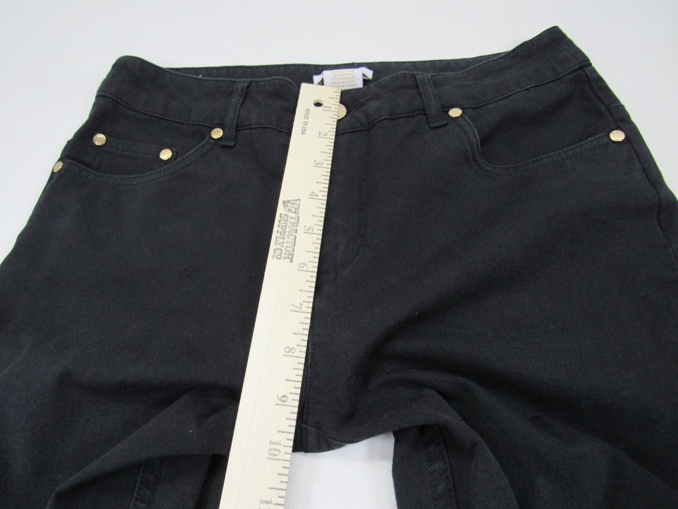 Eric Womens Jeans 6 [ 30W 34 Hips 27L ] Black Mid Rise Stretch Cotton