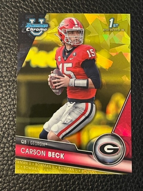 CARSON BECK Georgia 2023 Bowman Chrome University Sapphire YELLOW Ref # 20/75
