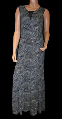 Olivia Matthews Long Sleeveless Evening Dress, Silver/Black (Size: S) Prom  Dress | eBay