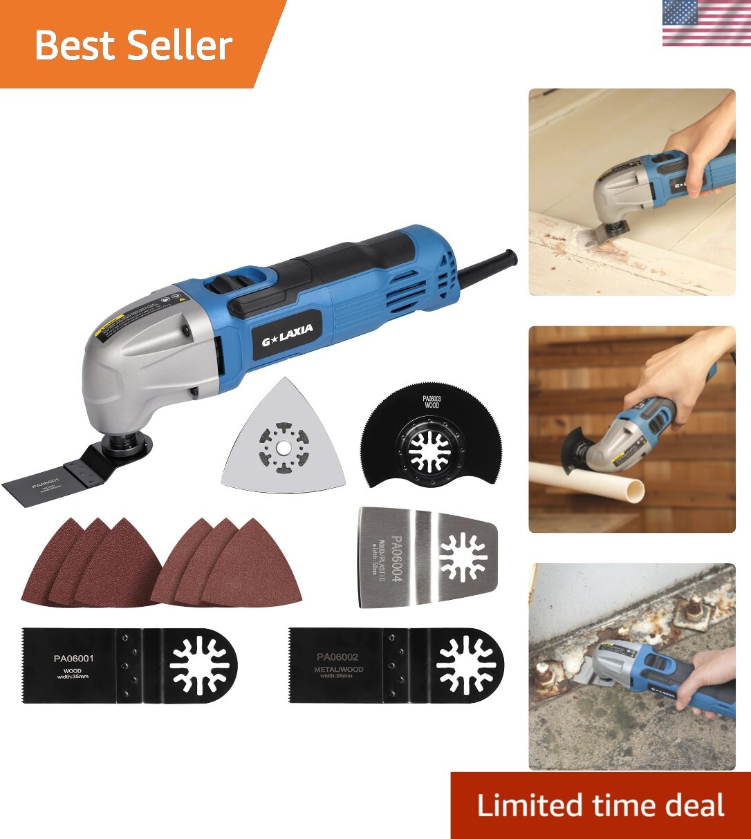 1.5A Oscillating Multi-Tool for Cutting Sanding Grinding & Trimming