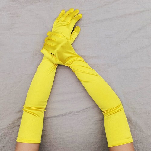 Women's Opera Wedding Bridal Evening Party Prom Costume Gloves Satin Long Gloves - Picture 29 of 51